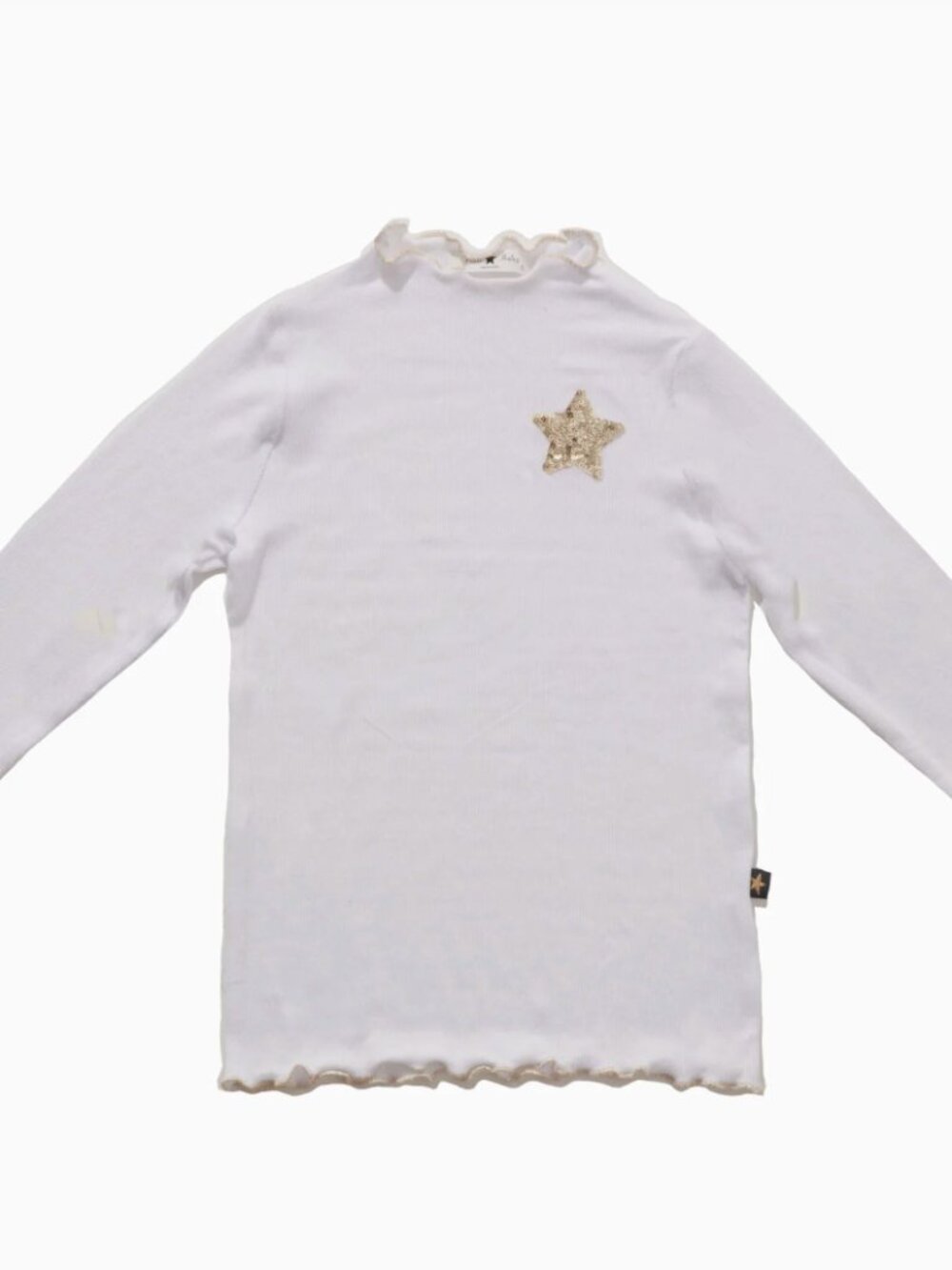 Petite Hailey Gold Ivory Star Turtleneck Long Sleeve Top - Size 4